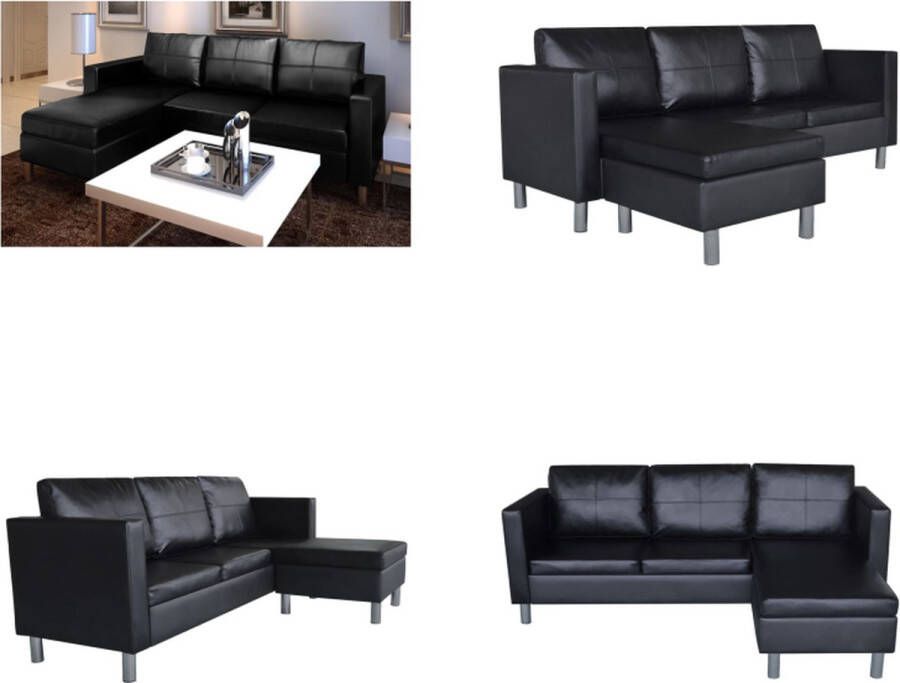 VidaXL Driezitsbank kunstleer zwart Bank Banken Bankje Bankjes