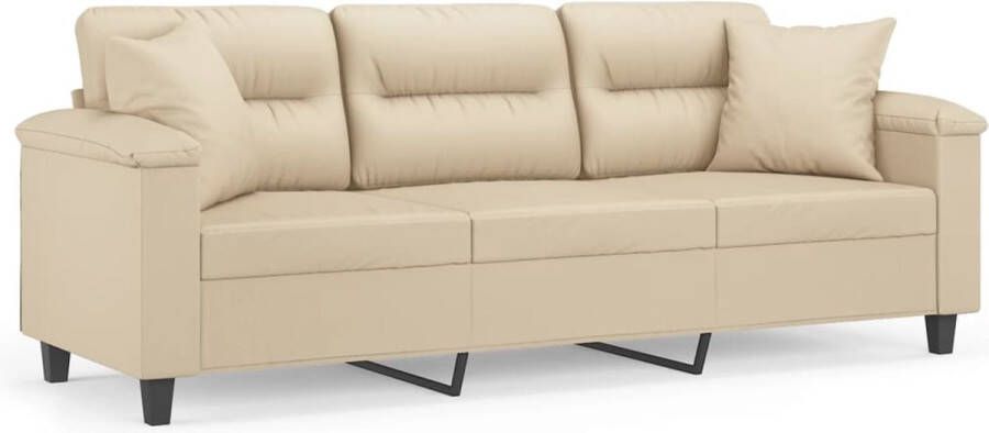 VidaXL Driezitsbank 180 cm Microvezelstof crèmekleurig