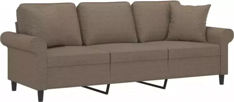 VidaXL Driezitsbank met kussens 180 cm stof taupe - Foto 2
