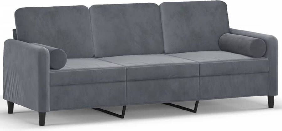 The Living Store Donkergrijze Fluweel 3-zitsbank 198 x 77 x 80 cm Stevig Frame Donker Grijze Bank 3 Persoons Bank Fluweel Bank Banks Kopen Living Room Meubilair - Foto 2
