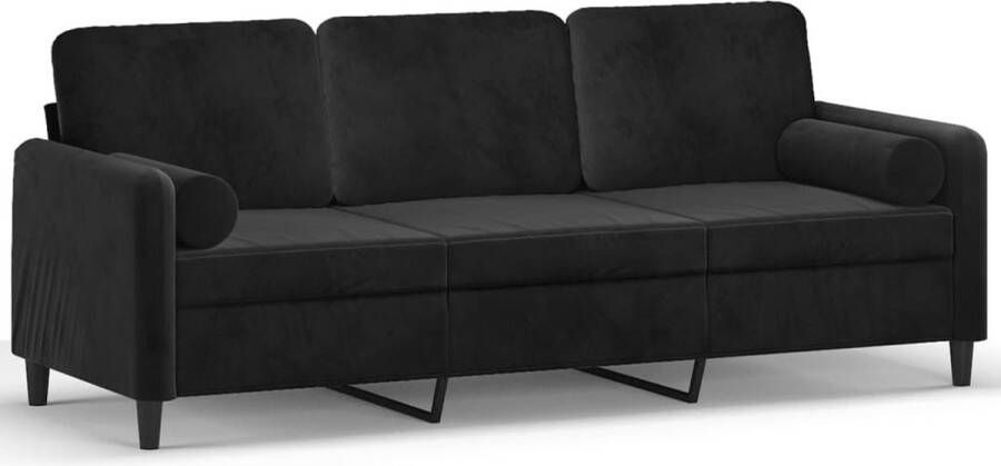 The Living Store Zwarte Fluwelen 3-Zitsbank 198 x 77 x 80 cm Comfortabele Zitervaring Drie Persoonsbank Fluweelb Bank Zwarte Bank Banks Kopen Lounge Meubilair - Foto 2