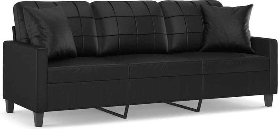 Vida XL Driezitsbank met sierkussens 180 cm kunstleer zwart SKU: V3200808 - Foto 2