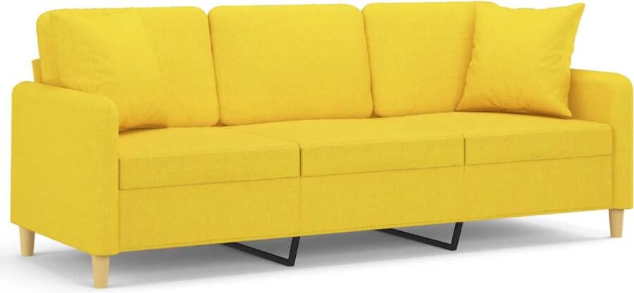 The Living Store 3-zitsbank Lichtgeel Duurzame stof 198 x 77 x 80 cm Comfortabel Drie Zits Bank Sofa Bankstellen Lounge Meubilair Geel Sofa - Foto 2
