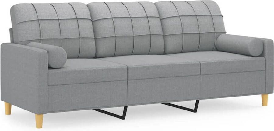 Vida XL vidaXL Driezitsbank met sierkussens 180 cm stof lichtgrijs-VXL-3200790 - Foto 5