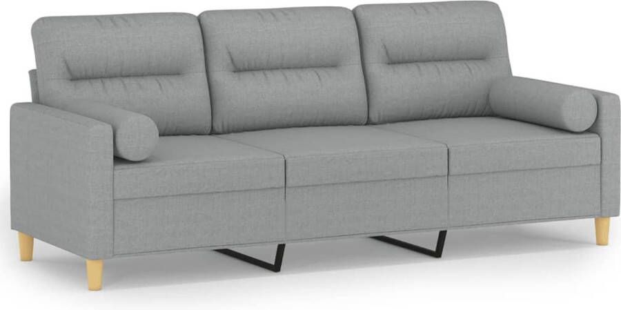 Vida XL vidaXL Driezitsbank met sierkussens 180 cm stof lichtgrijs-VXL-3200790 - Foto 4