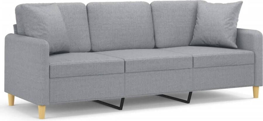 The Living Store 3-zitsbank Lichtgrijs Stof 198 x 77 x 80 cm Comfortabele Sierkussens 3-zitsbank Banksofa Lounge Sofa Grijs Meubilair Stoffen Bank - Foto 2
