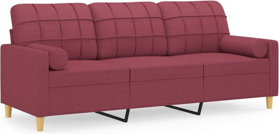 VidaXL Driezitsbank Wijnrood Inclusief Sierkussens Drie Persoonsbank Bankstellen Lounge Meubilair Rode Bank Stoffen Bank Vintage Bank Livingroom Furniture