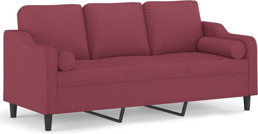 VidaXL -Driezitsbank-met-sierkussens-180-cm-stof-wijnrood - Foto 2