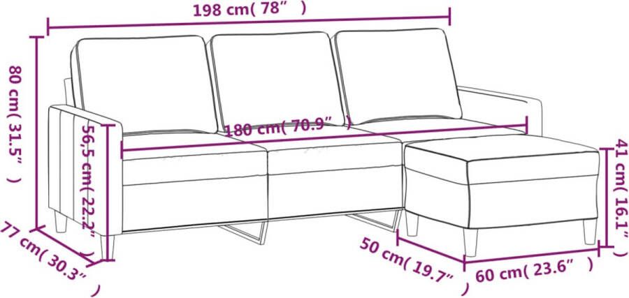 VidaXL -Driezitsbank-met-voetenbank-180-cm-fluweel-donkergrijs - Foto 3