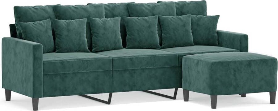 VidaXL -Driezitsbank-met-voetenbank-180-cm-fluweel-donkergroen - Foto 4