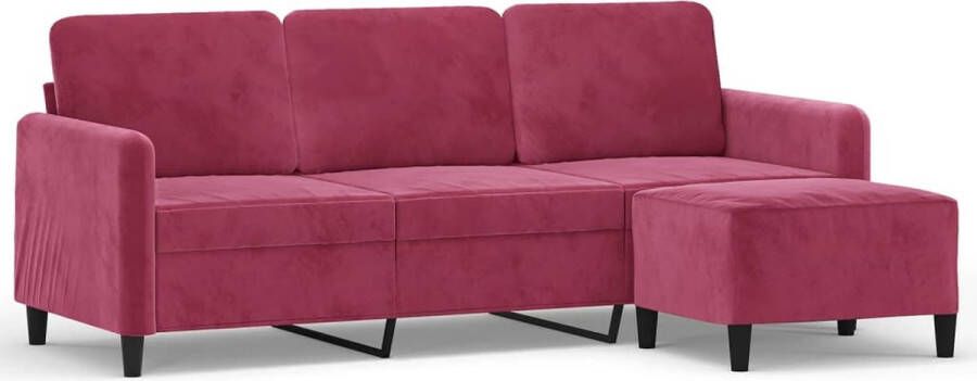VidaXL -Driezitsbank-met-voetenbank-180-cm-fluweel-wijnrood - Foto 3