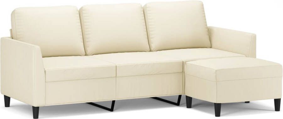 VidaXL Driezitsbank met voetenbank 180 cm kunstleer crÃ¨me - Foto 2