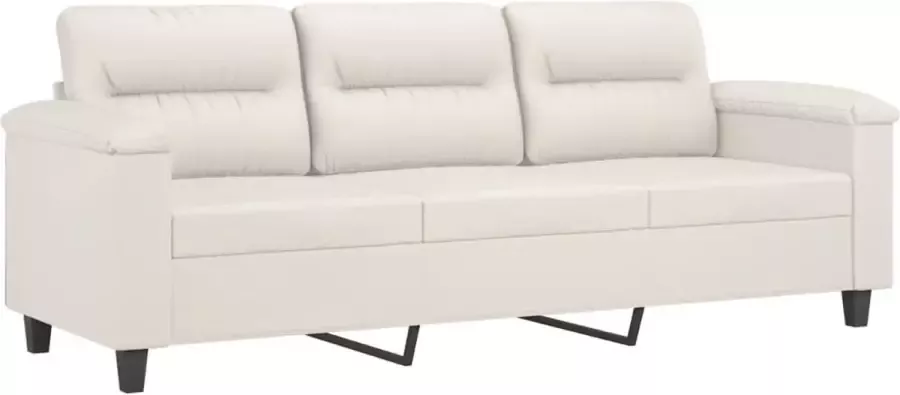 VidaXL Driezitsbank met voetenbank 180 cm kunstleer crème - Foto 2