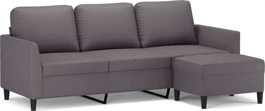 VidaXL -Driezitsbank-met-voetenbank-180-cm-kunstleer-grijs - Foto 3