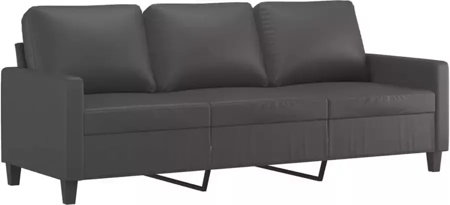 VidaXL Driezitsbank met voetenbank 180 cm kunstleer grijs - Foto 2