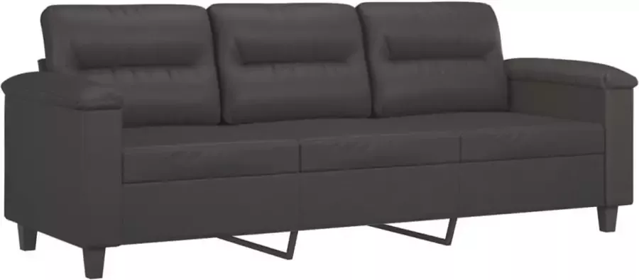 VidaXL Driezitsbank met voetenbank 180 cm kunstleer grijs - Foto 2