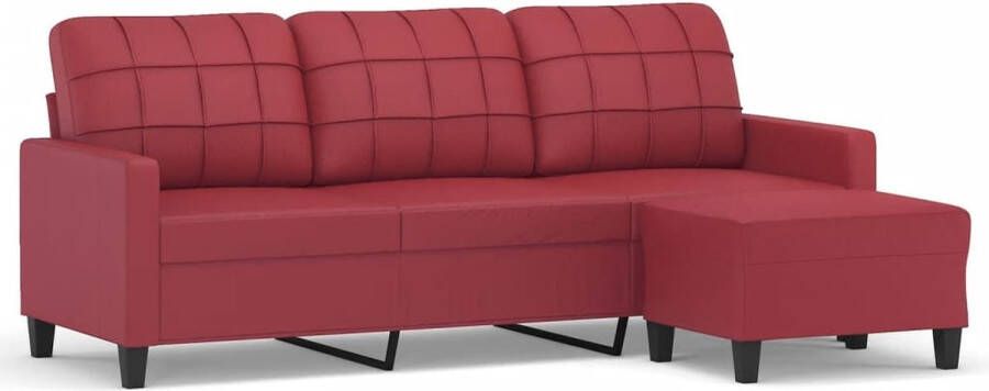 VidaXL -Driezitsbank-met-voetenbank-180-cm-kunstleer-wijnrood - Foto 3