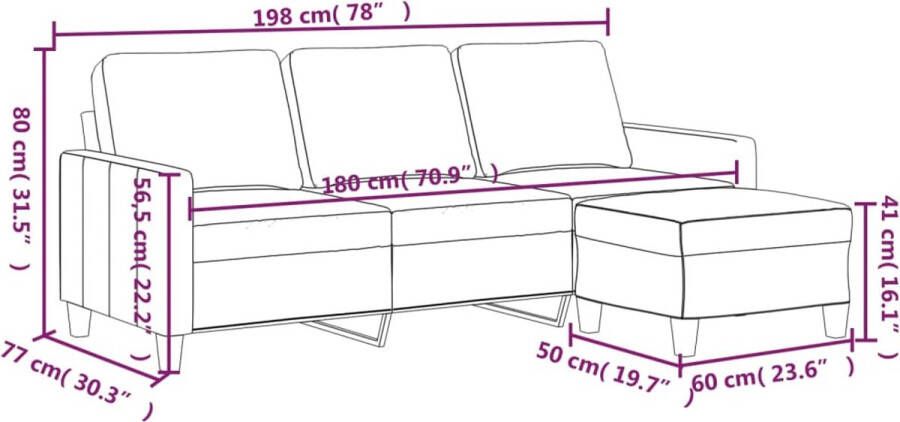 Vida XL vidaXL Driezitsbank met voetenbank 180 cm kunstleer zwart-VXL-3201024 - Foto 5