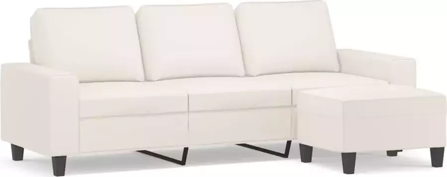 VidaXL Driezitsbank met voetenbank 180 cm microvezelstof beige - Foto 2