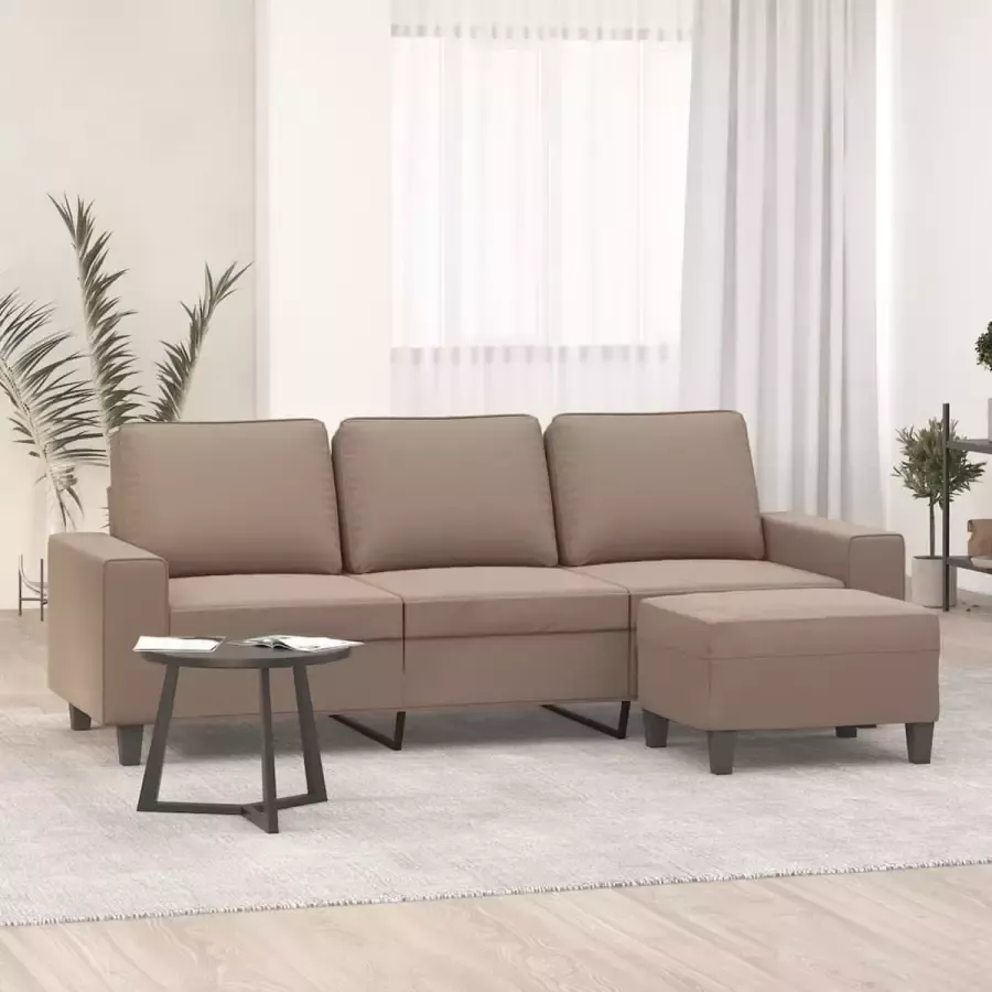 VidaXL Driezitsbank met voetenbank 180 cm microvezelstof taupe