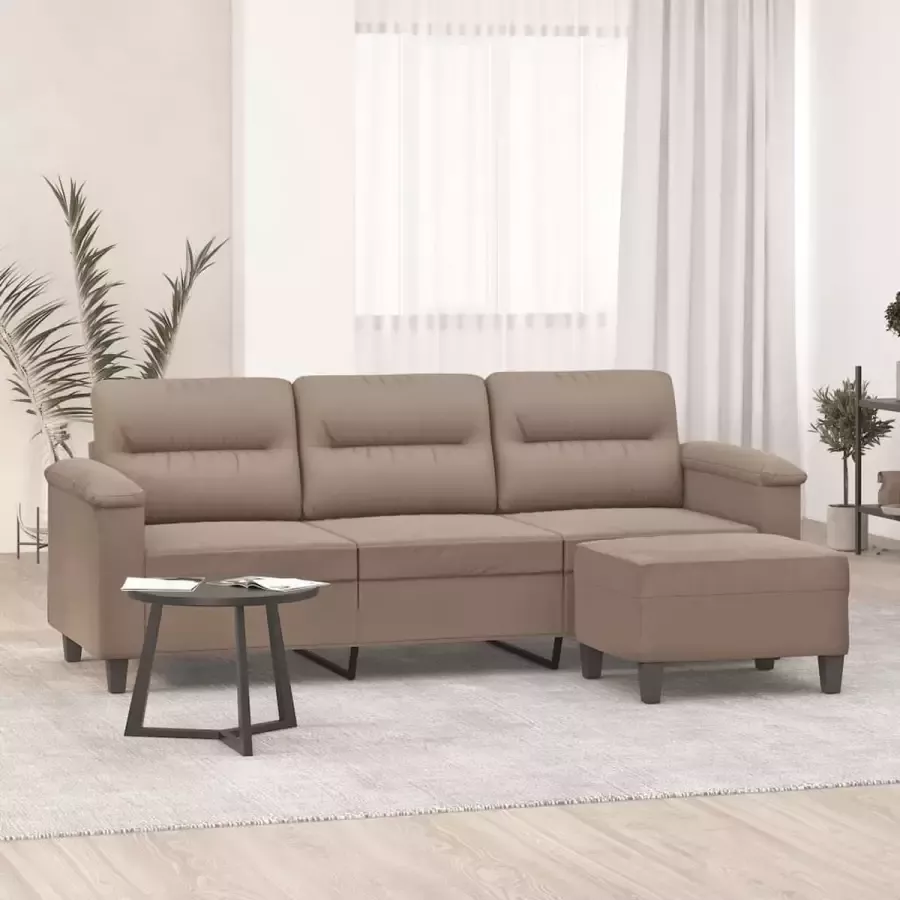 VIDAXL Driezitsbank met voetenbank 180 cm microvezelstof taupe - Foto 2