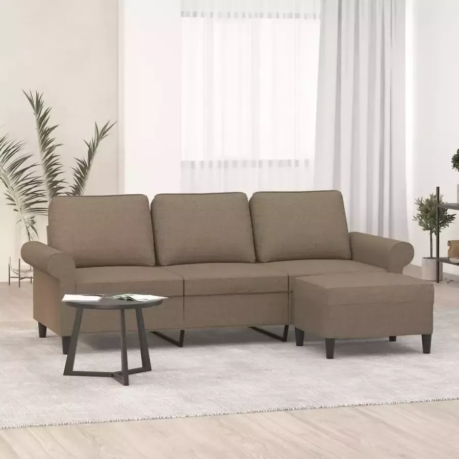 VidaXL Driezitsbank met voetenbank 180 cm stof taupe