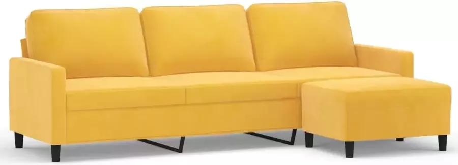 VidaXL Driezitsbank met voetenbank 210 cm fluweel lichtgeel