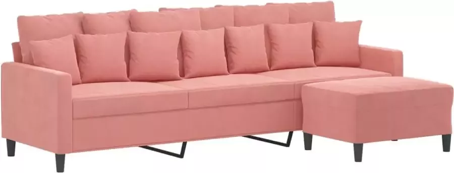 VidaXL Driezitsbank met voetenbank 210 cm fluweel roze