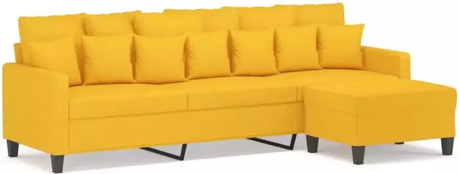 VidaXL Driezitsbank met voetenbank 210 cm stof lichtgeel - Foto 2