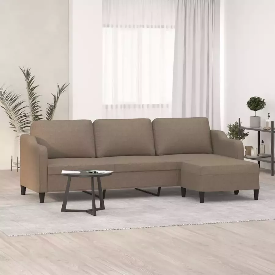 VidaXL Driezitsbank met voetenbank 210 cm stof taupe