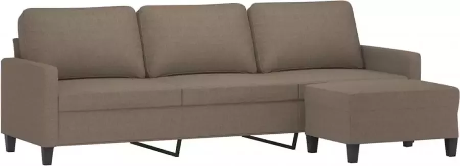 VidaXL Driezitsbank met voetenbank 210 cm stof taupe