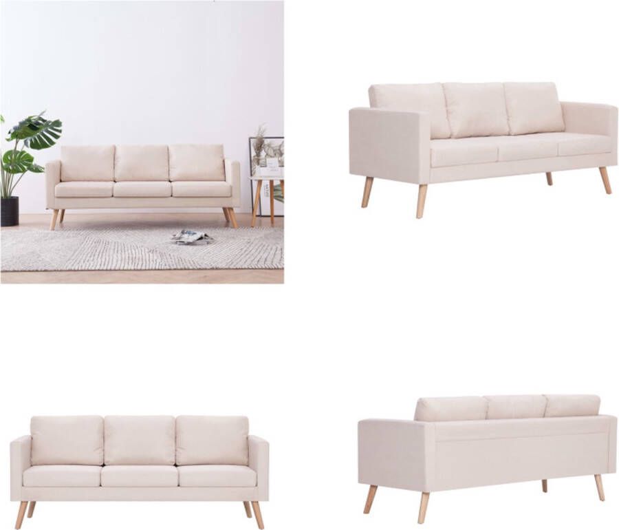 VidaXL Driezitsbank stof crème Bank Banken Zitbank Zitbanken