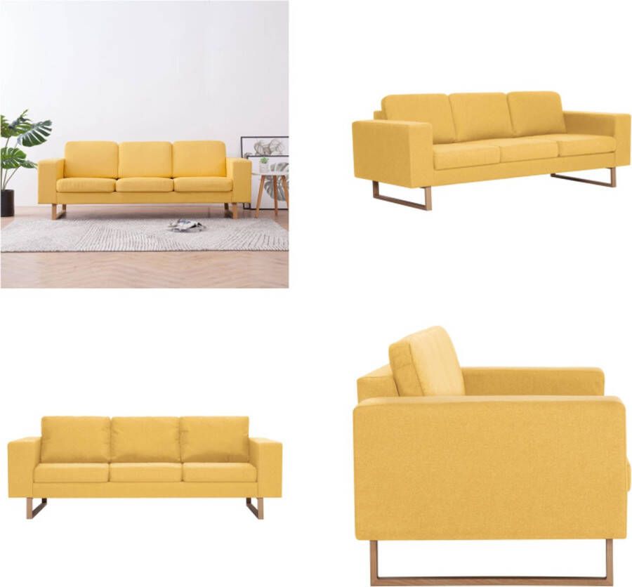 VidaXL Driezitsbank stof geel Bank Banken Zitbank Zitbanken - Foto 2