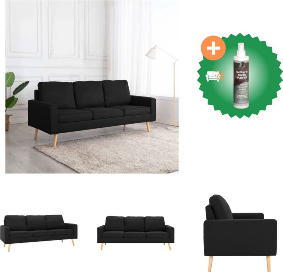 VidaXL Driezitsbank Stof Zwart 184 x 76 x 82.5 cm Bank Inclusief Reiniger