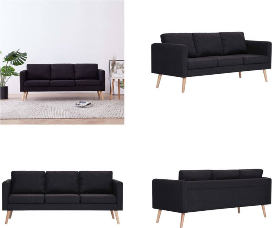 VidaXL Driezitsbank stof zwart Bank Banken Zitbank Zitbanken