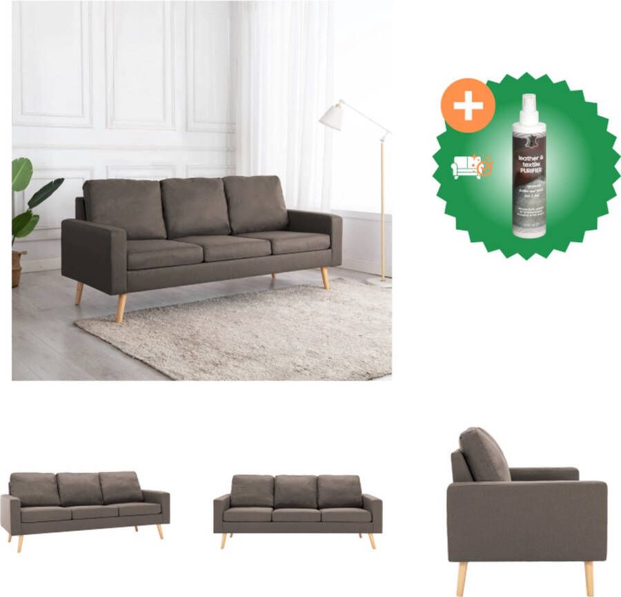 VidaXL Driezitsbank taupe stof 184 x 76 x 82.5 cm comfortabele kussens Bank Inclusief Reiniger