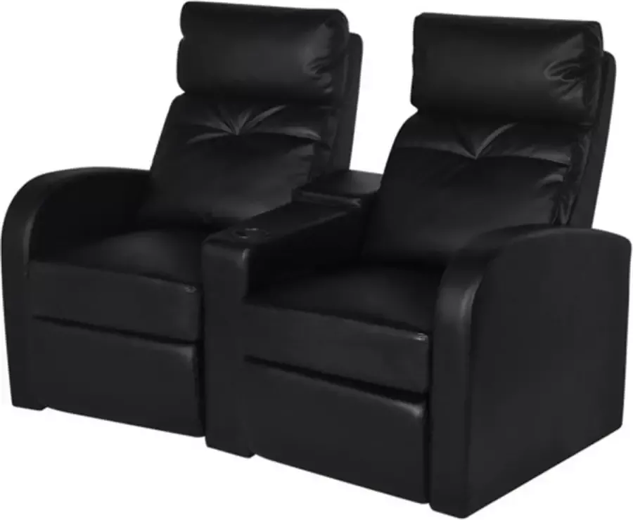 VIDAXL Dubbele relaxfauteuil met middenleuning kunstleer zwart