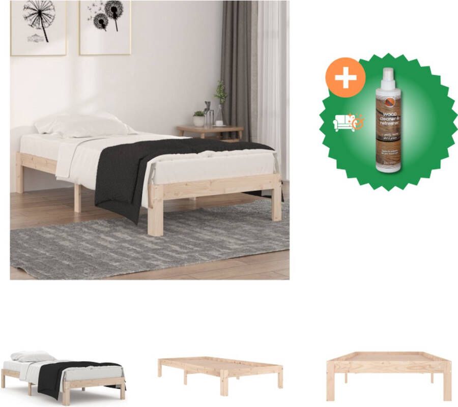 VidaXL Eenpersoonsbed Grenenhout 90x190cm Massief houten bedframe met lattenbodem Bed Inclusief Houtreiniger en verfrisser