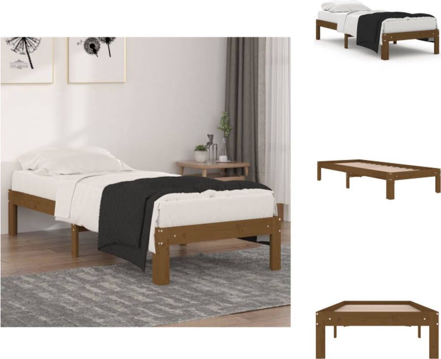 VidaXL Eenpersoonsbed Houten Bedframe 193.5 x 78.5 x 30 cm Honingbruin Bed