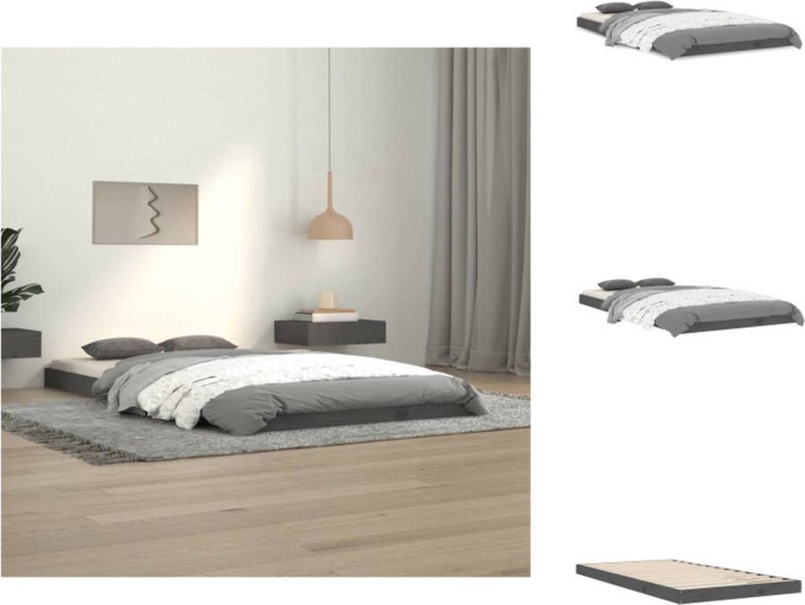 vidaXL Eenpersoonsbed Houten Bedframe 203.5 x 104 x 9 cm Massief Grenenhout Grijs Bed