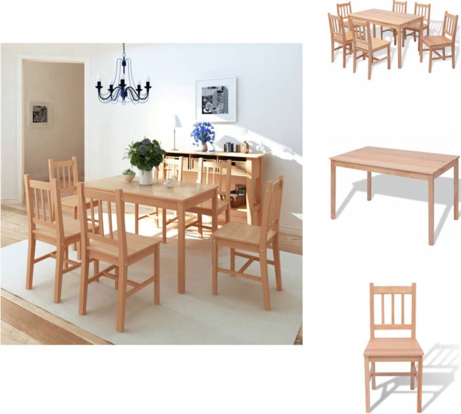 VidaXL Eetkamertafel En Eetkamerstoel Eetkamertafels En Eetkamerstoelen Houten Eetset Houten Eetsets 7-delige Eethoek grenenhout wit