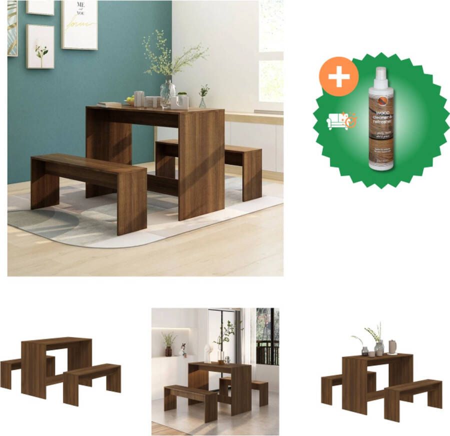 VidaXL Eethoek bruineiken Tafel 102 x 50 x 75 cm Bankje 97 x 25 x 40 cm Stabiele constructie Set tafel en stoelen Inclusief Houtreiniger en verfrisser