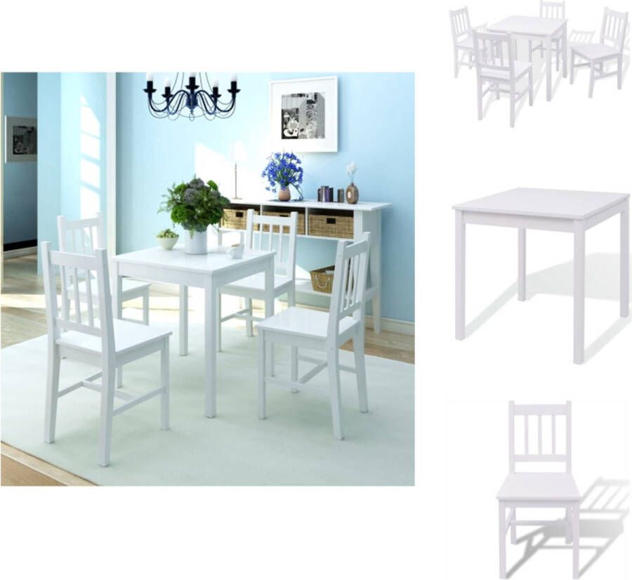 VidaXL Eetkamertafel En Eetkamerstoel Eetkamertafels En Eetkamerstoelen Houten Eetset Houten Eetsets 5-delige Eetkamerset grenenhout - Foto 2