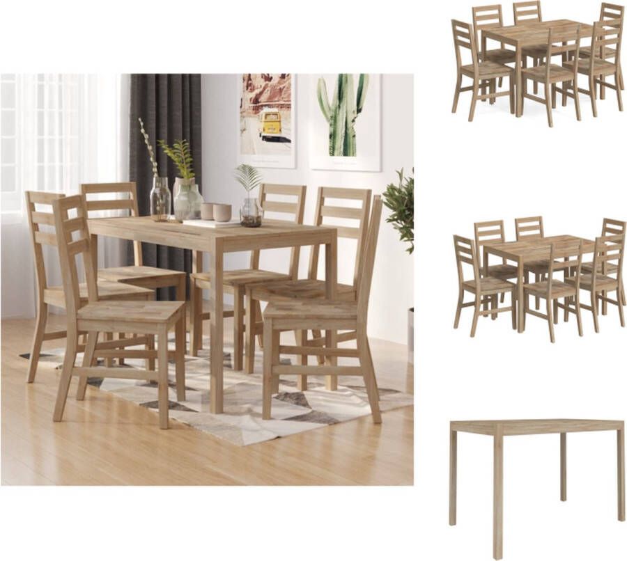 VidaXL Eethoek Massief Acaciahout 110x70x75 cm Inclusief 6 Stoelen Set tafel en stoelen