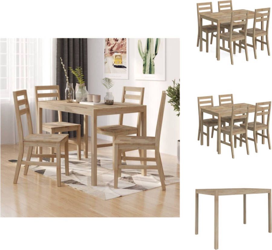 VidaXL Eethoek Massief acaciahout Ruime tafel Comfortabele rugleuning Bruin Set tafel en stoelen