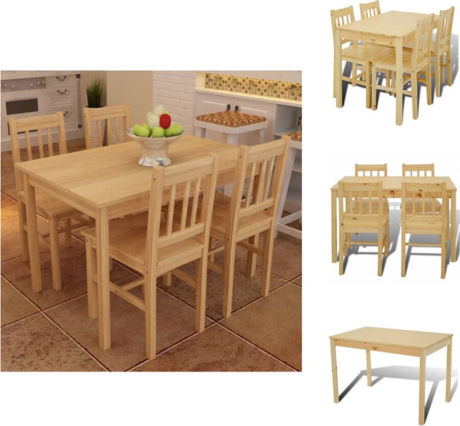 VidaXL Eetkamertafel En Eetkamerstoel Eetkamertafels En Eetkamerstoelen Houten Eetset Houten Eetsets Eettafel met 4 stoelen hout naturel