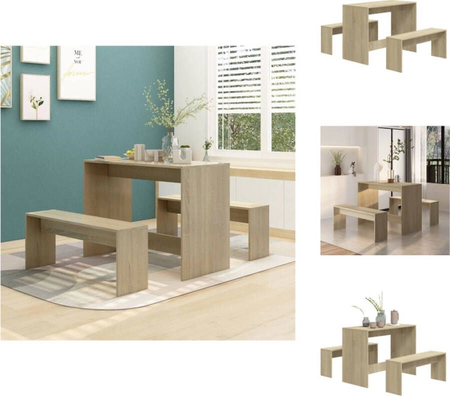 The Living Store Eethoek Sonoma Eiken Tafel 102x50x75 cm Bankje 97x25x40 cm Eetkamerset Eettafel Eetbank Houten Meubels Sonoma Eiken