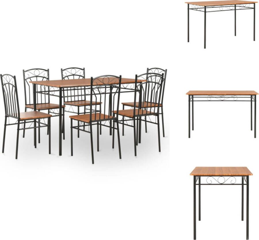 VidaXL Eetkamertafel En -stoel Eetkamertafels En -stoelen Tafel Tafels 7-delige Eethoek MDF en staal bruin