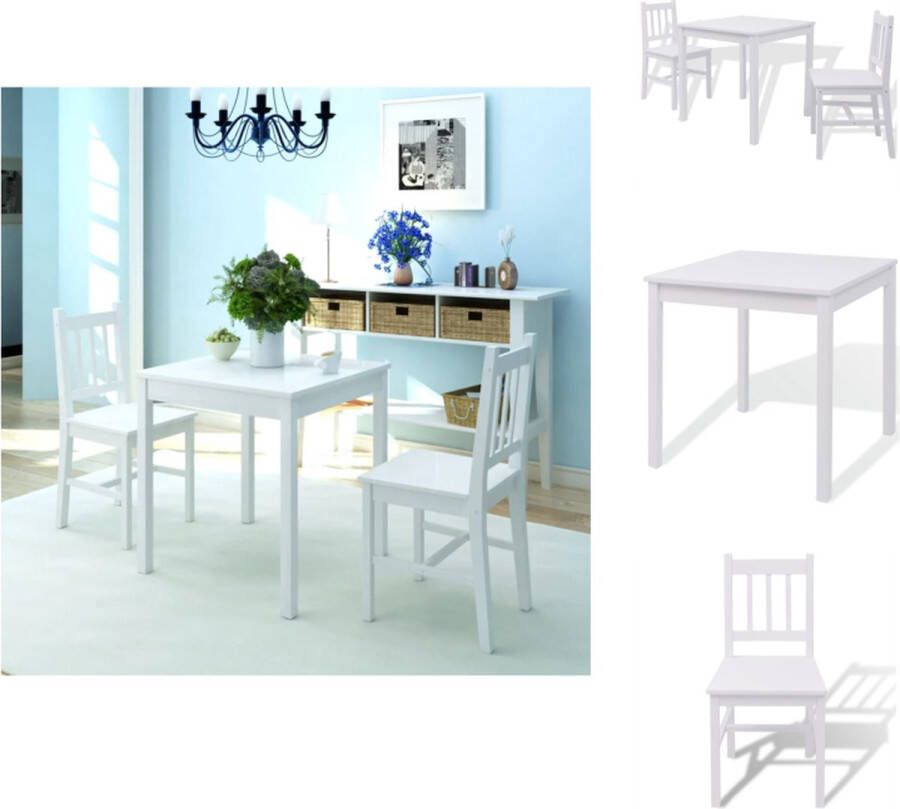 VidaXL Eetkamertafel En Eetkamerstoel Eetkamertafels En Eetkamerstoelen Houten Eetset Houten Eetsets 3-delige Eethoek wit - Foto 2