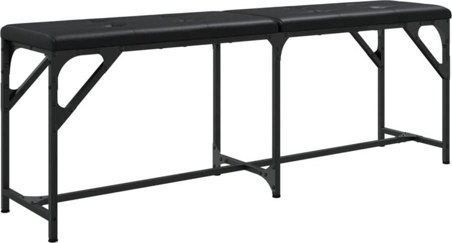 The Living Store Eettafelbankje 124 x 32 x 45 cm Stalen frame Zwart kussen Eetkamerbank Salonbank Keukenbank Bankje Zwarte Bank - Foto 2